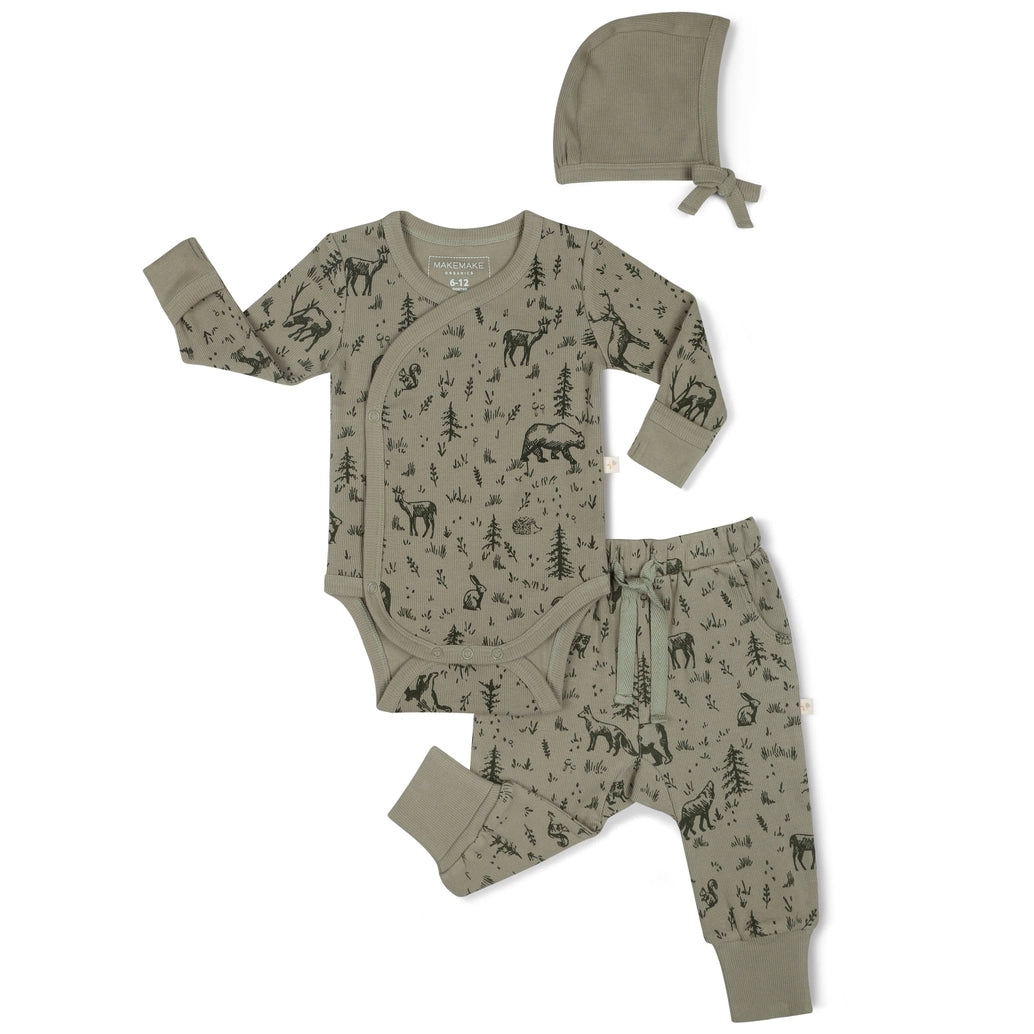 Forest Folk Kimono Organic Onesie