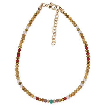 Anklet - Wood & Facet Bead