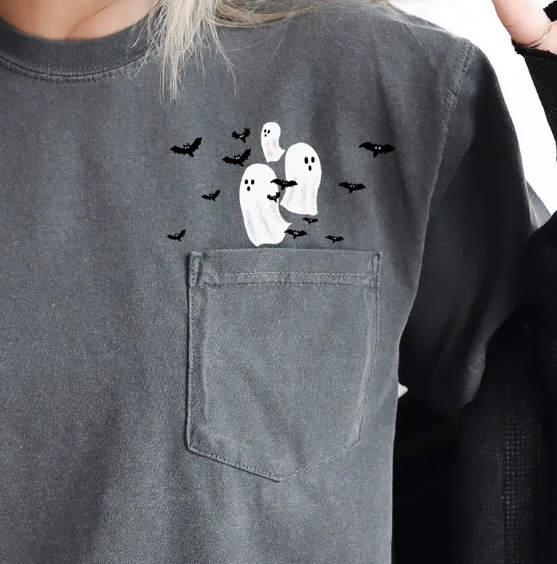 Flying Ghosts in Pocket T-Shirt