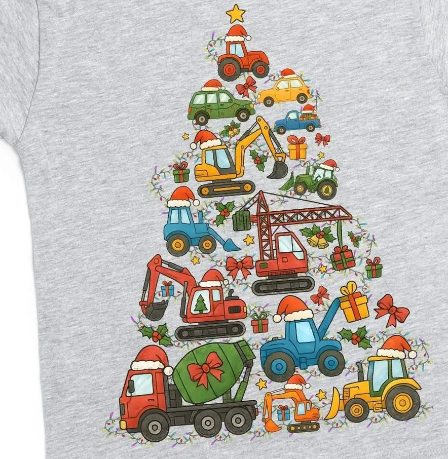 Kids Construction Xmas Tree T-Shirt
