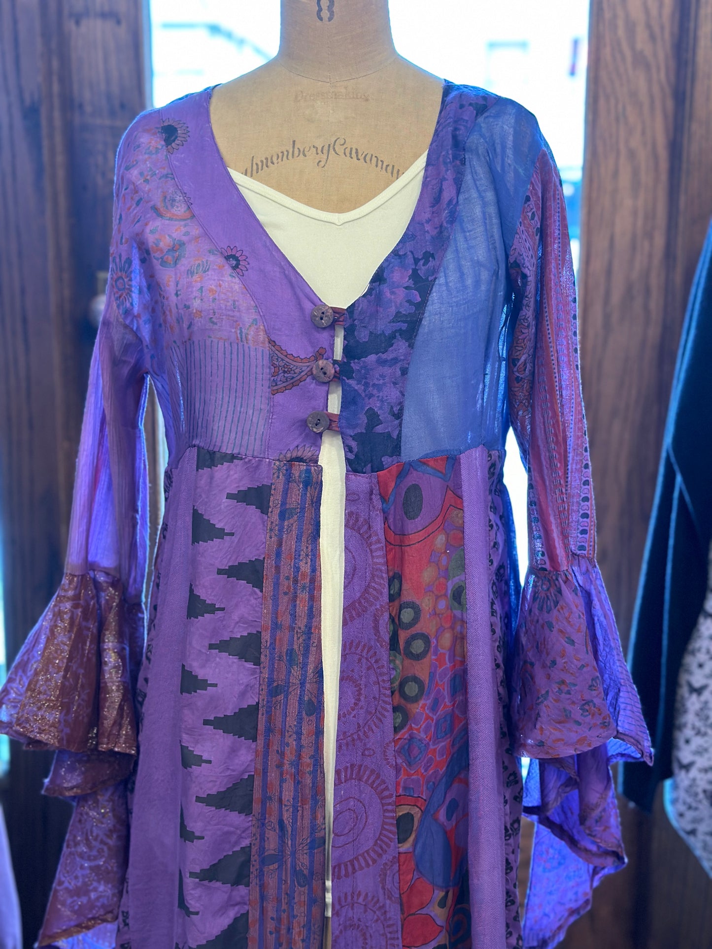 Patchwork Long Bell Sleeve Kimono