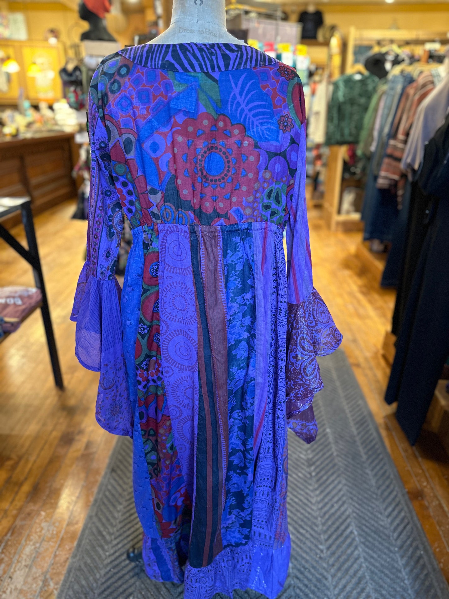 Patchwork Long Bell Sleeve Kimono
