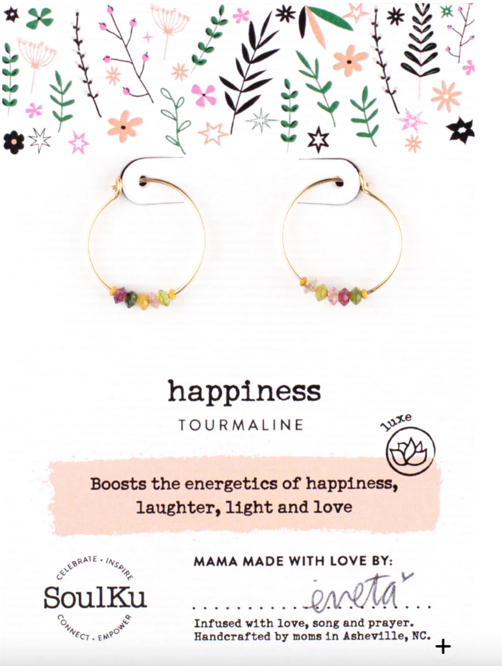 Rainbow Tourmaline Hoop Earrings for Happiness