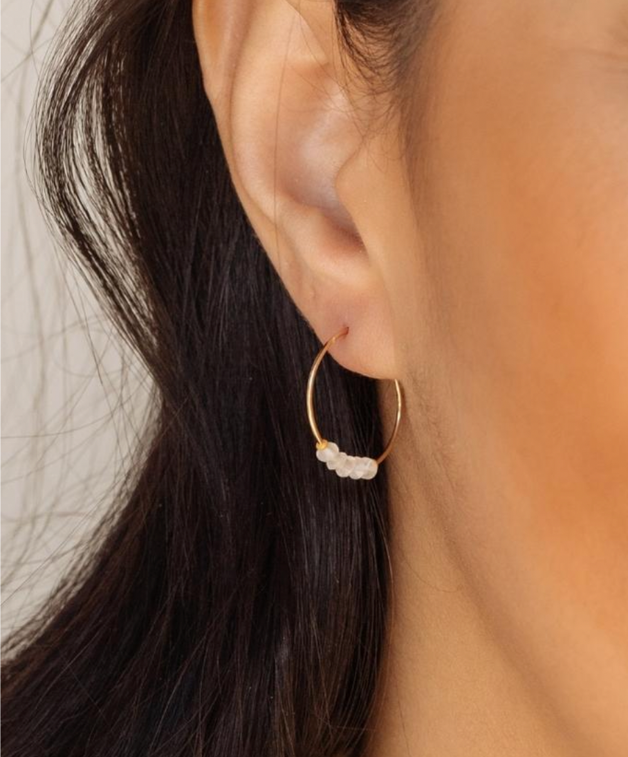 Moonstone Hoop Earrings for Sisterhood