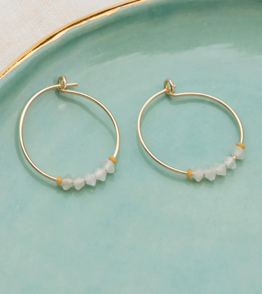 Moonstone Hoop Earrings for Sisterhood