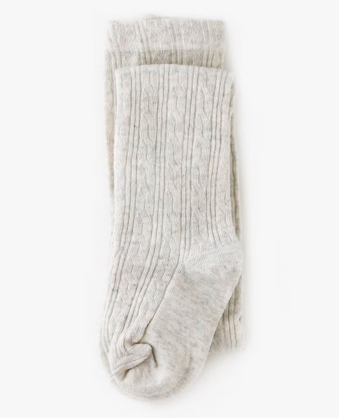Girls Cable Knit Tights - Heather Ivory