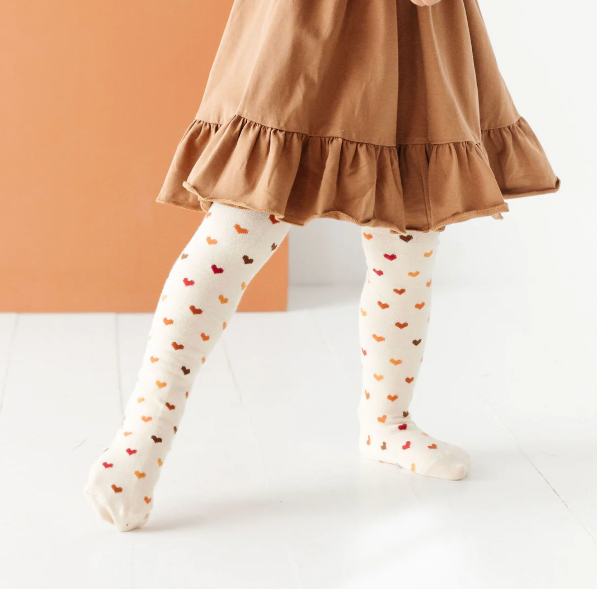 Girls Cable Knit Tights - Harvest Hearts
