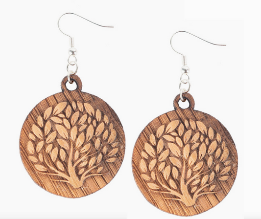 Wooden Tree Earrings