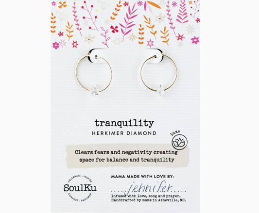 Herkimer Diamond Hoop Earrings for Tranquility