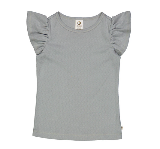 Girls Flutter Sleeve Pointelle Top