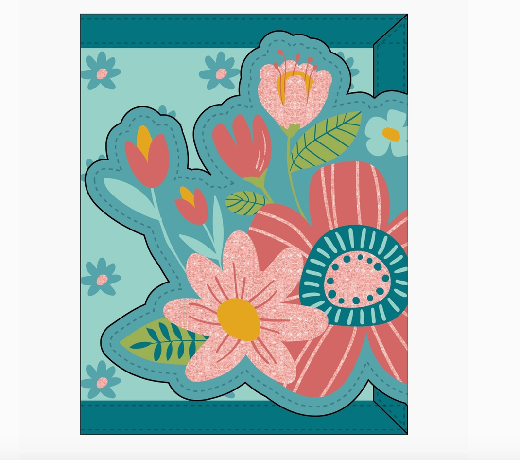 Kids Trifold Wallet - Turquoise Floral