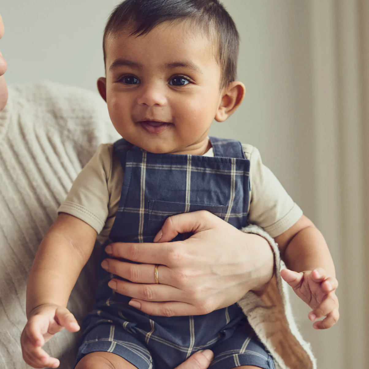 Baby Check Shortie Overalls