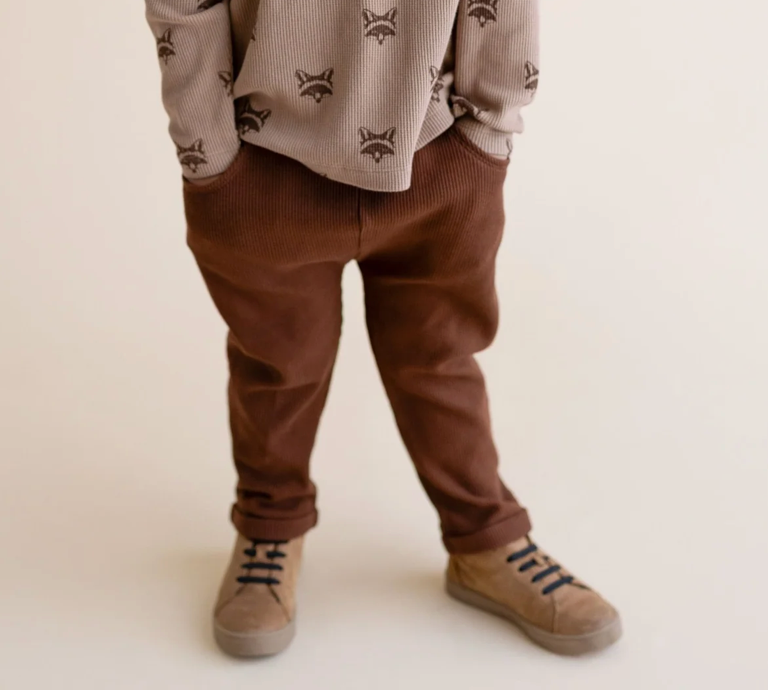 Kids Waffle Knit Organic Foldover Pants