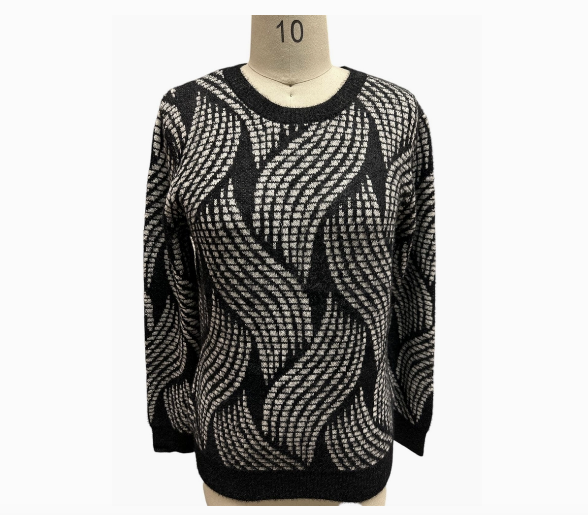 Black & White Swirl Sweater Top