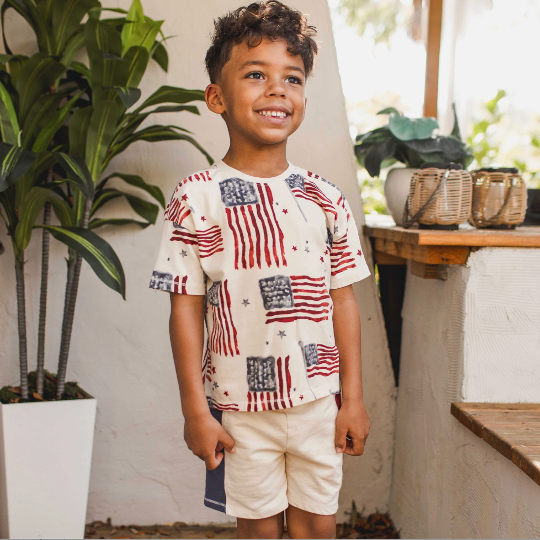 Kids American Flag Tee + Short Set
