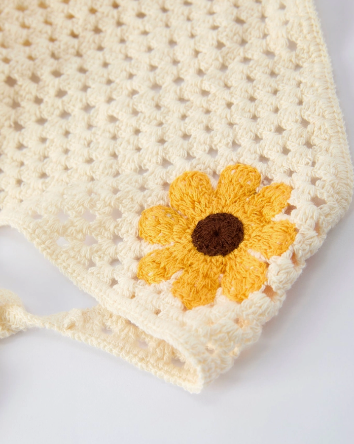 Girls Crocheted Sunflower Dress + Headscarf