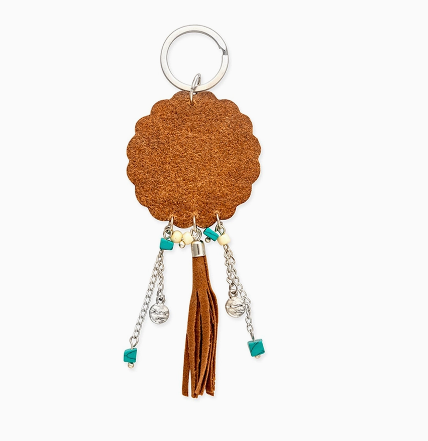 Radiant Bloom Hand-Tooled Keychain