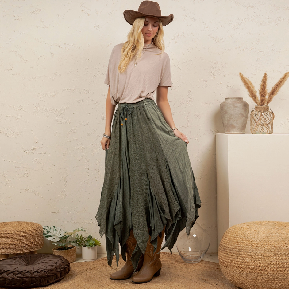 Handkerchief Hem Patchwork Skirt