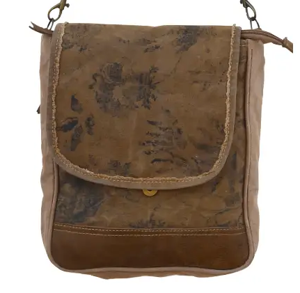 Canvas Floral Strap Messenger Bag