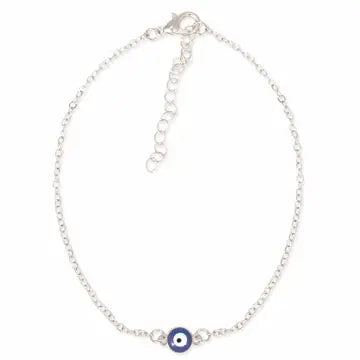 Anklet - Single Blue Eye Silver Chain