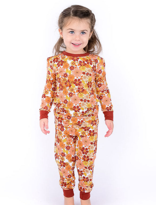 Warm Floral Bamboo Kids Pajamas