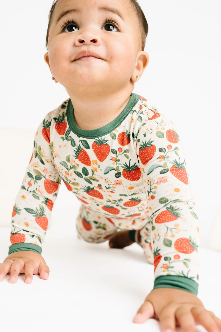 Girls Vintage Strawberry Bamboo Pajamas
