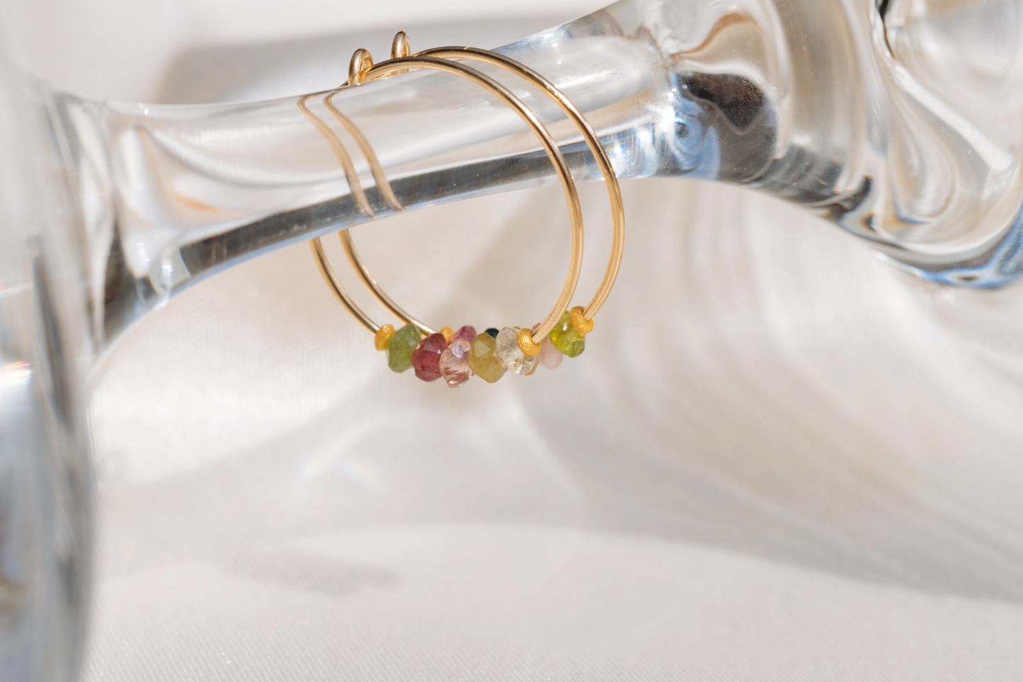 Rainbow Tourmaline Hoop Earrings for Happiness