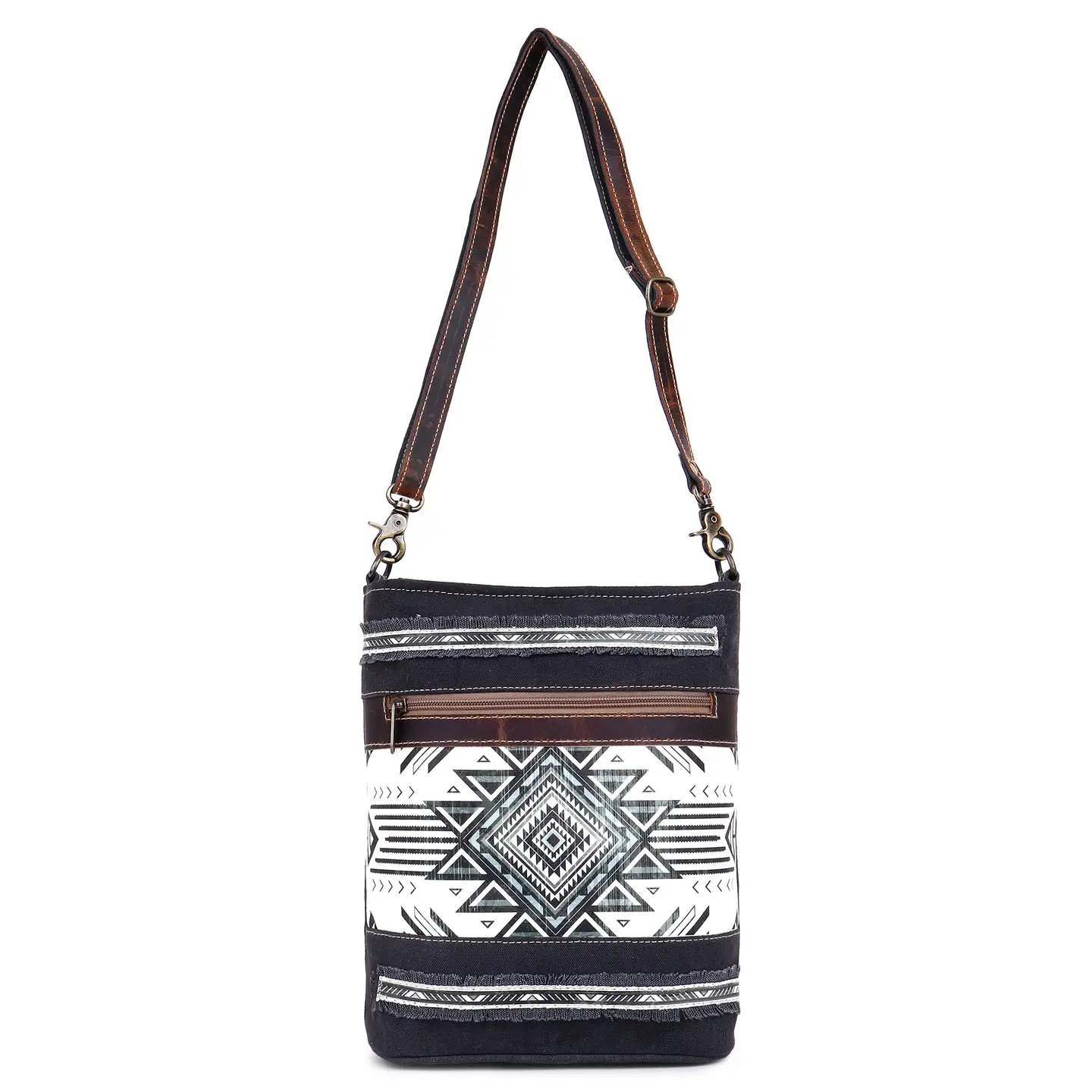 Women's Crossbody Bag - Black + White