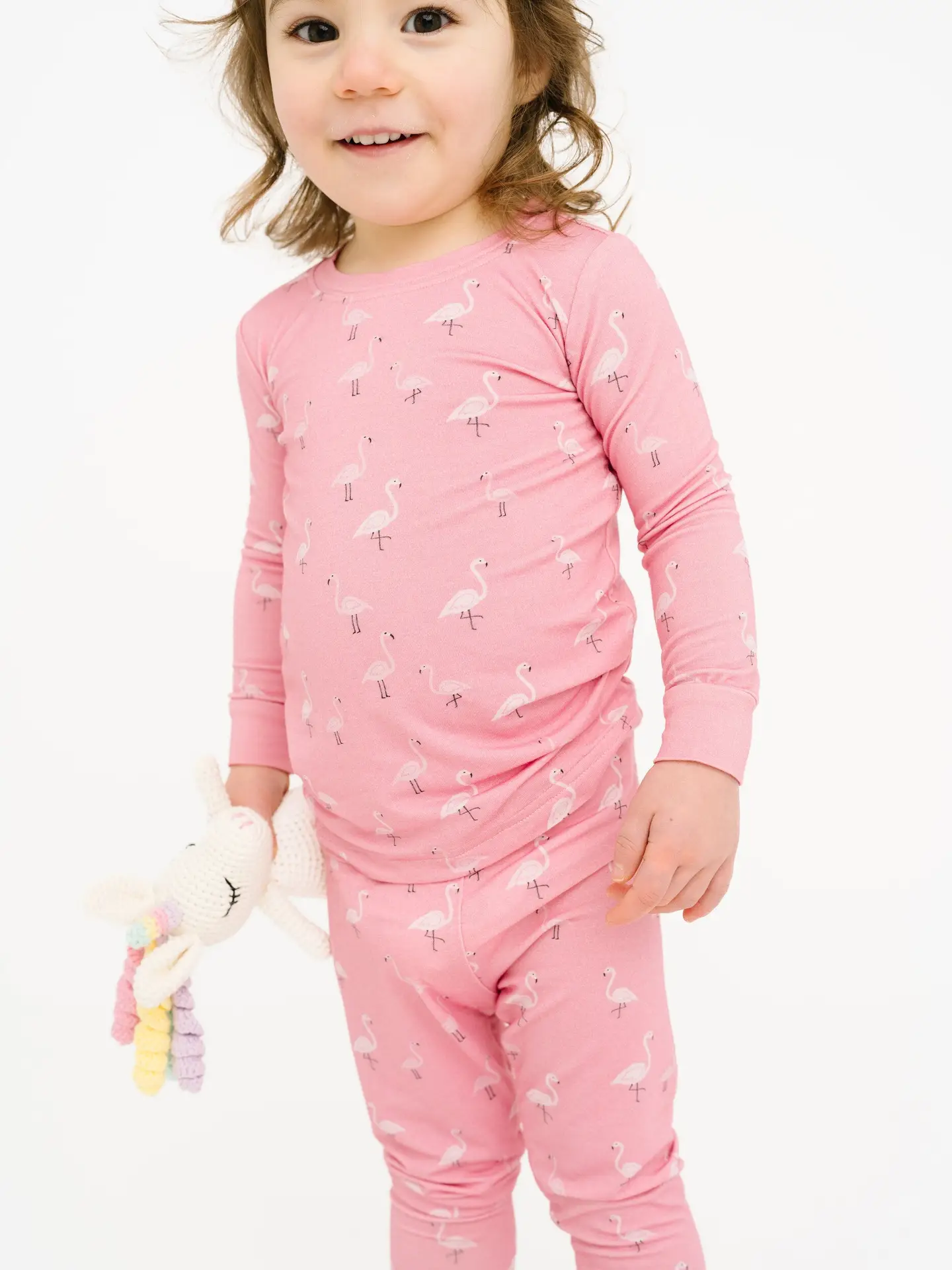 Girls Pink Flamingo Bamboo Pajamas