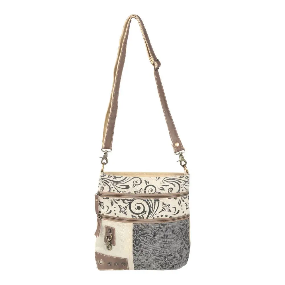 Double Zip Floral Shoulder Bag