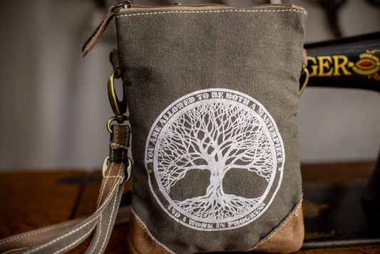 Tree Masterpiece Upcycled Canvas Small Sling Bag