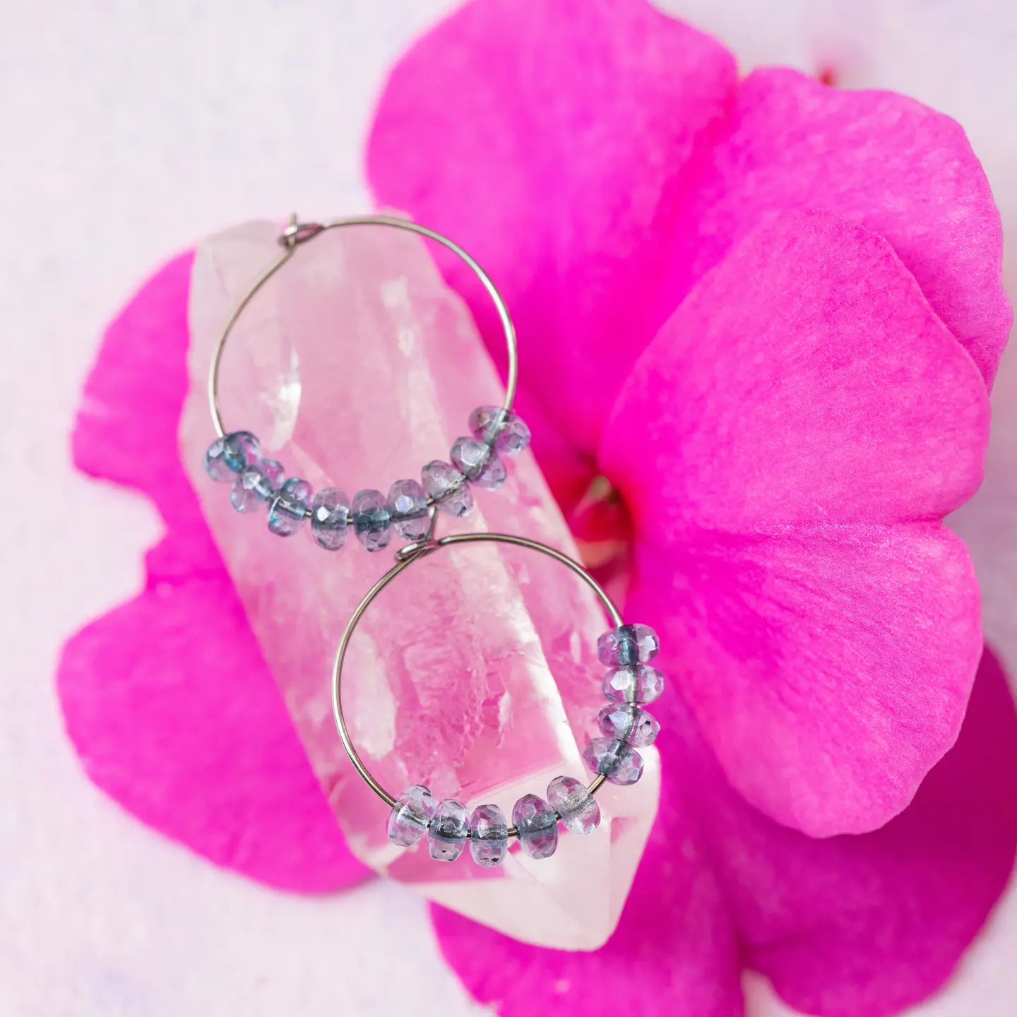Midnight Blue Hoop Earrings - Dazzle