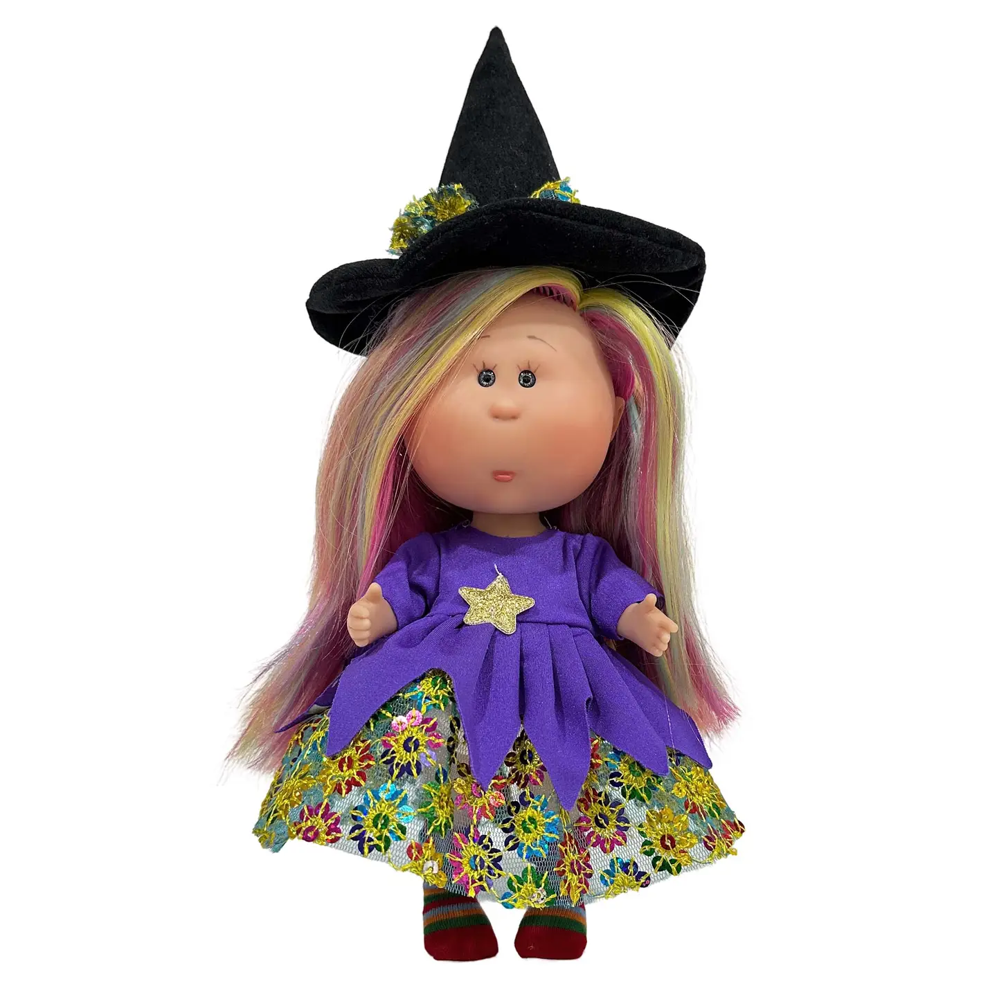 Little Mia Halloween Doll Rainbow Hair Purple Dress