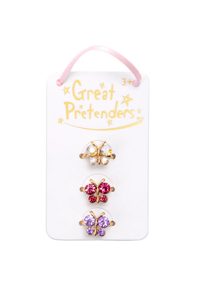 Girls Butterfly Gem Ring Set