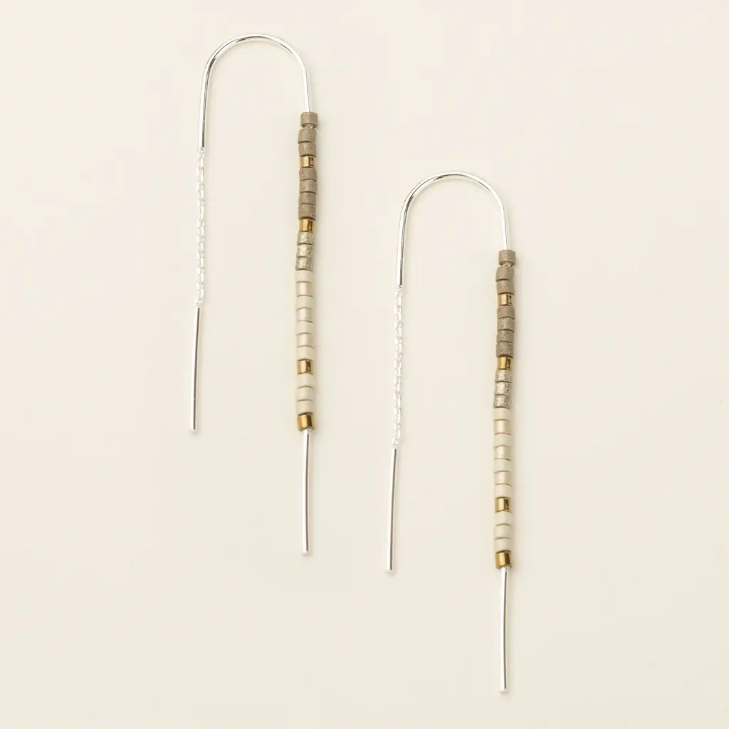 Silver Chromacolor Miyuki Threader Earrings