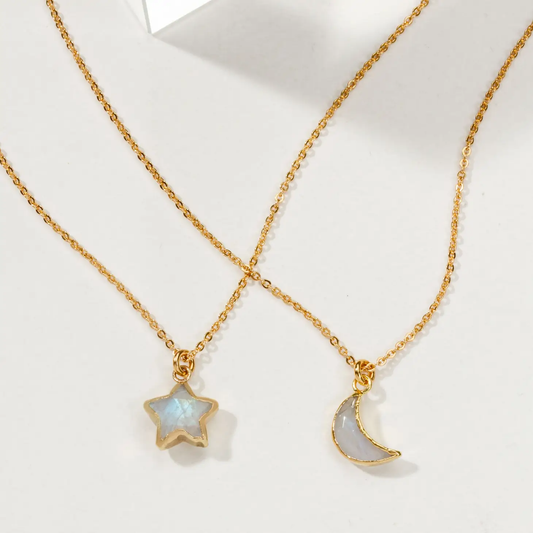 To the Moon & Back Necklace Set-Moonstone