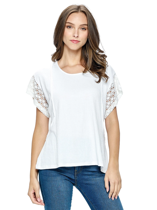 Lace Sleeved Loose Fit Top