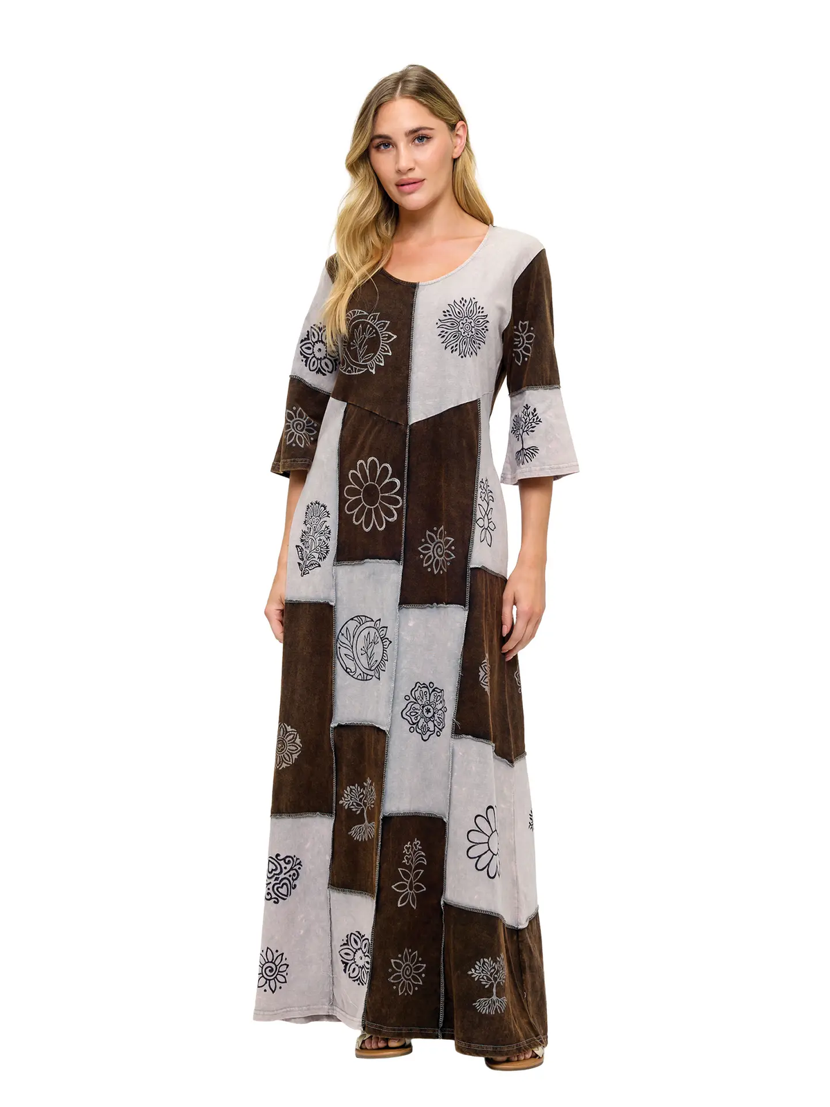 Art Painted Colorblock Patchwork Maxi Dress