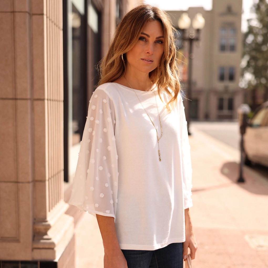 Big Swiss Dot Sleeve Top