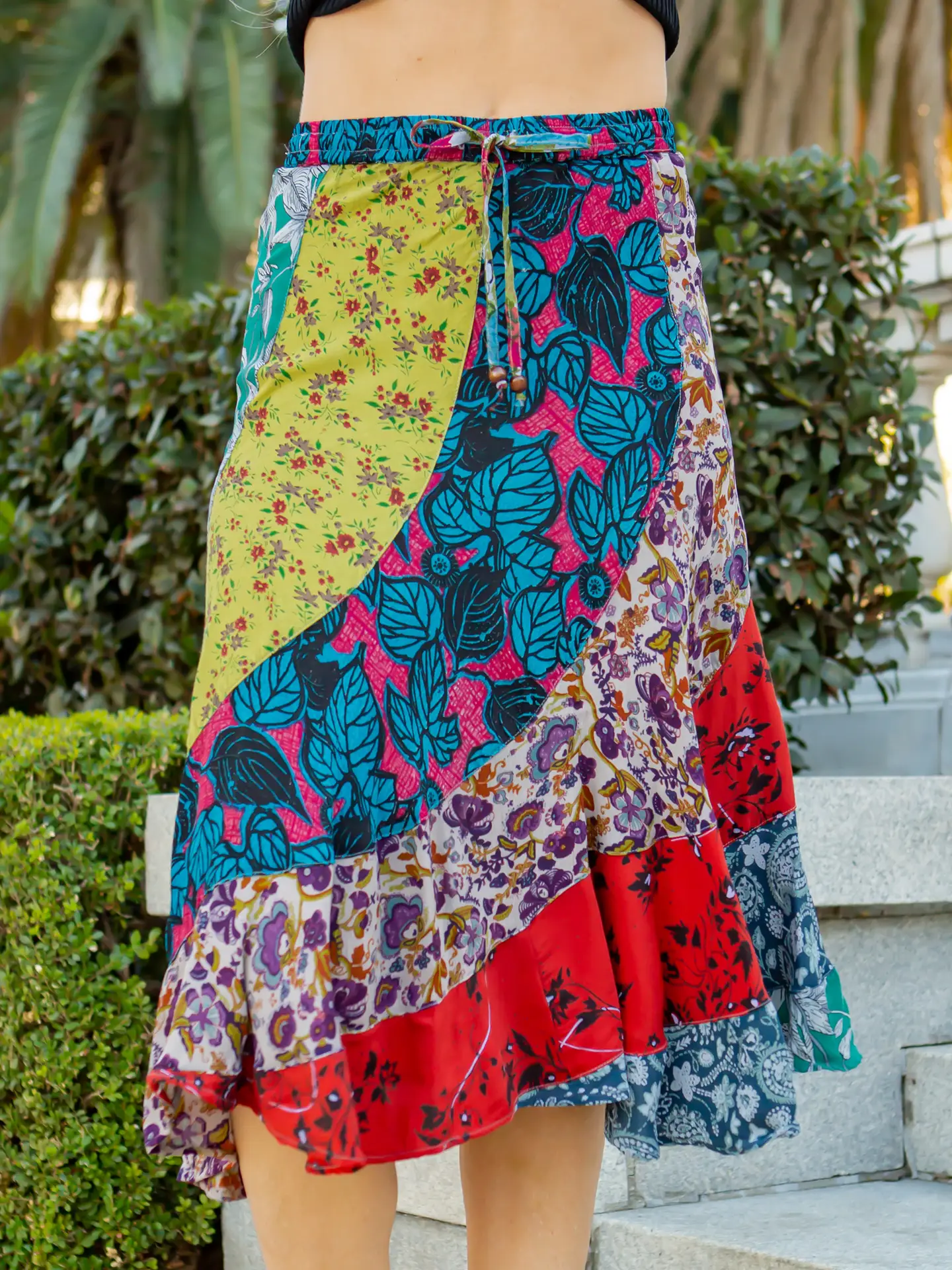Asymmetrical Patchwork Mid Skirt