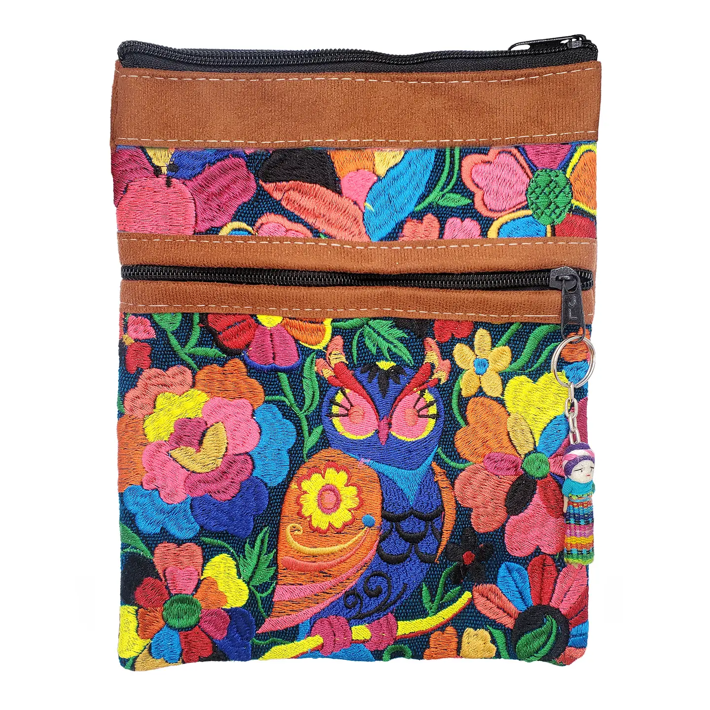 Embroidered Owl Crossbody Bag