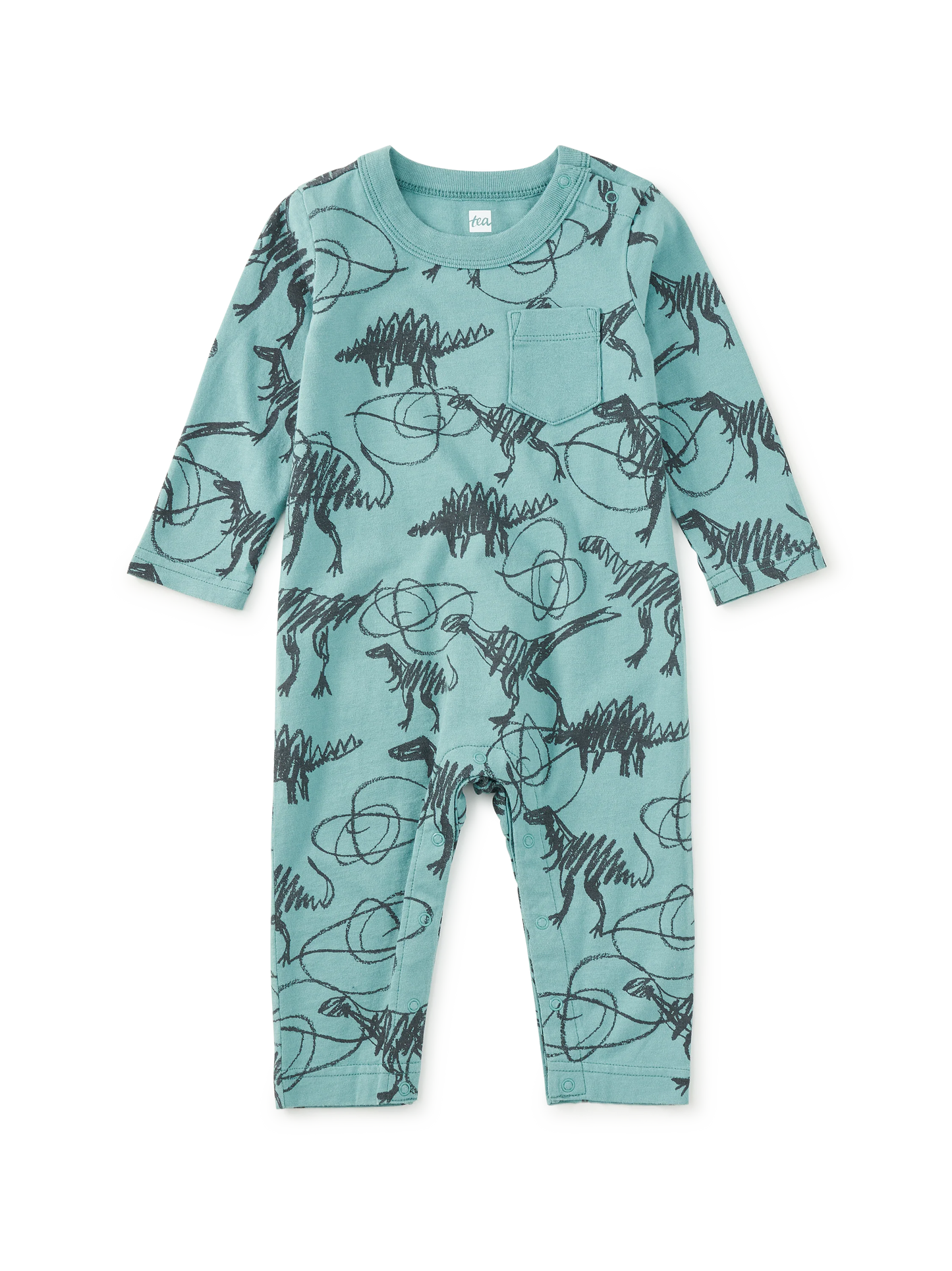 Baby Scribbled Dinosaurs Long Sleeve Romper