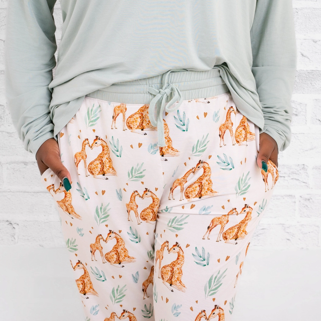 Giraffe Mother's Love Women's Bamboo Pajama Bottoms