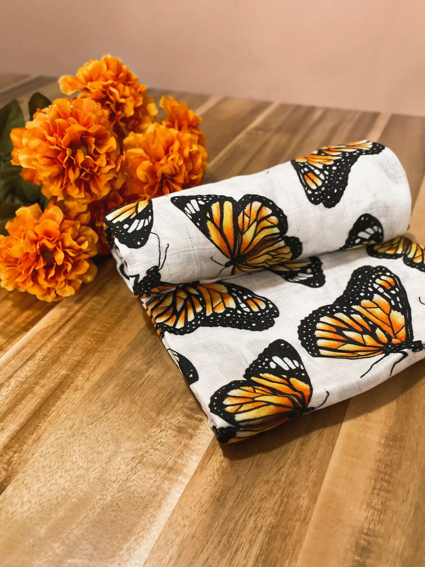 Monarch Butterfly Bamboo Muslin Swaddle