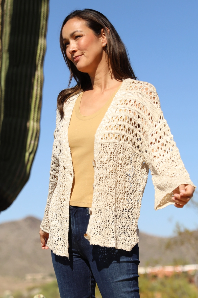 Open Knit Cardigan Sweater
