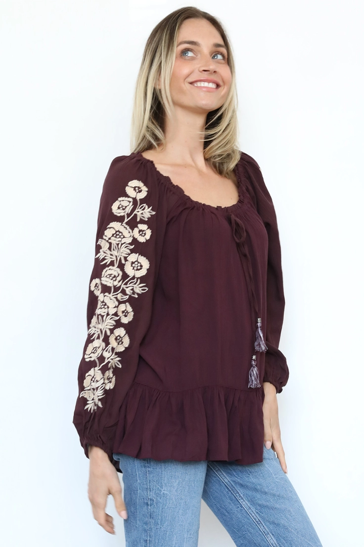 Embroidered Sleeve Blouse