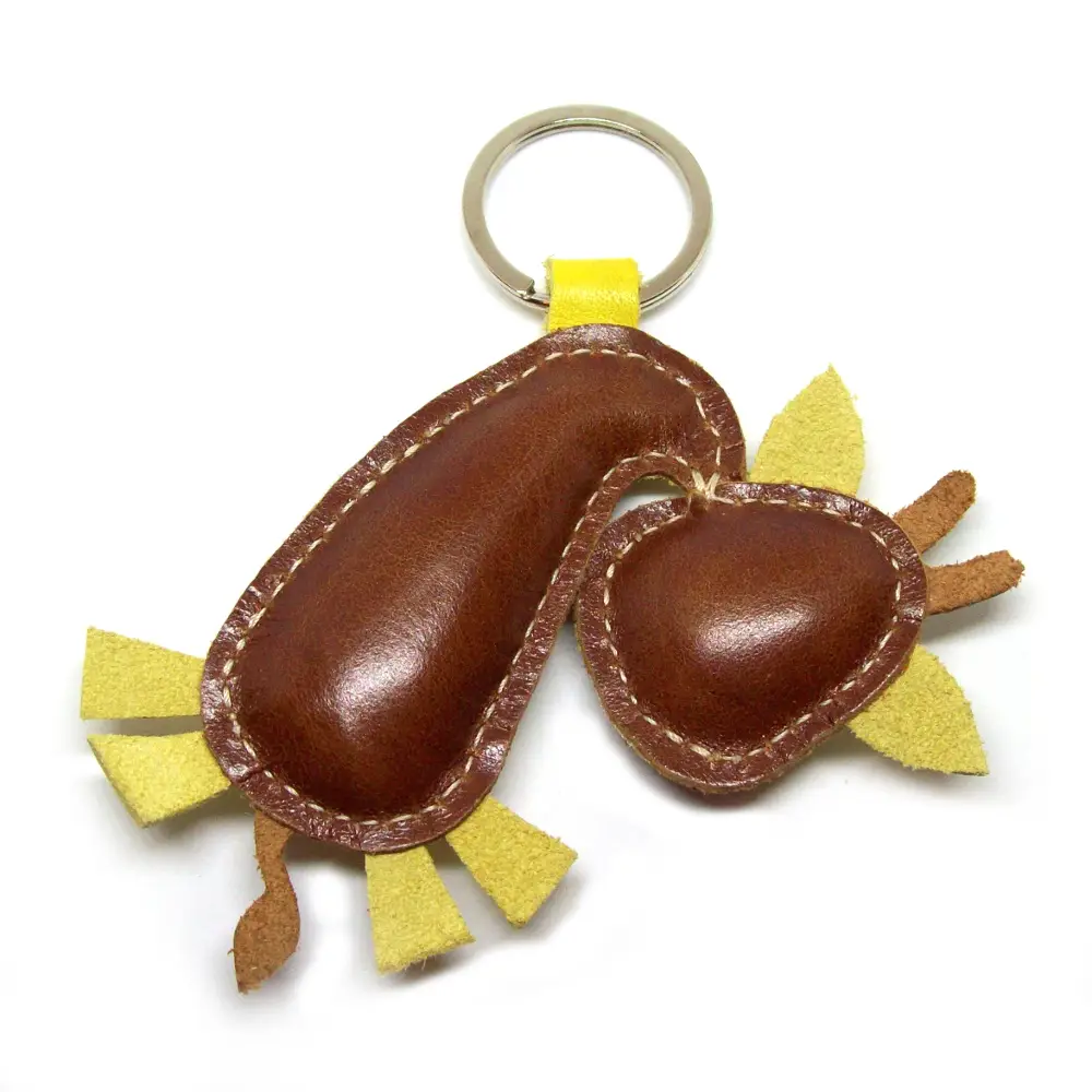 Giraffe Leather Keychain