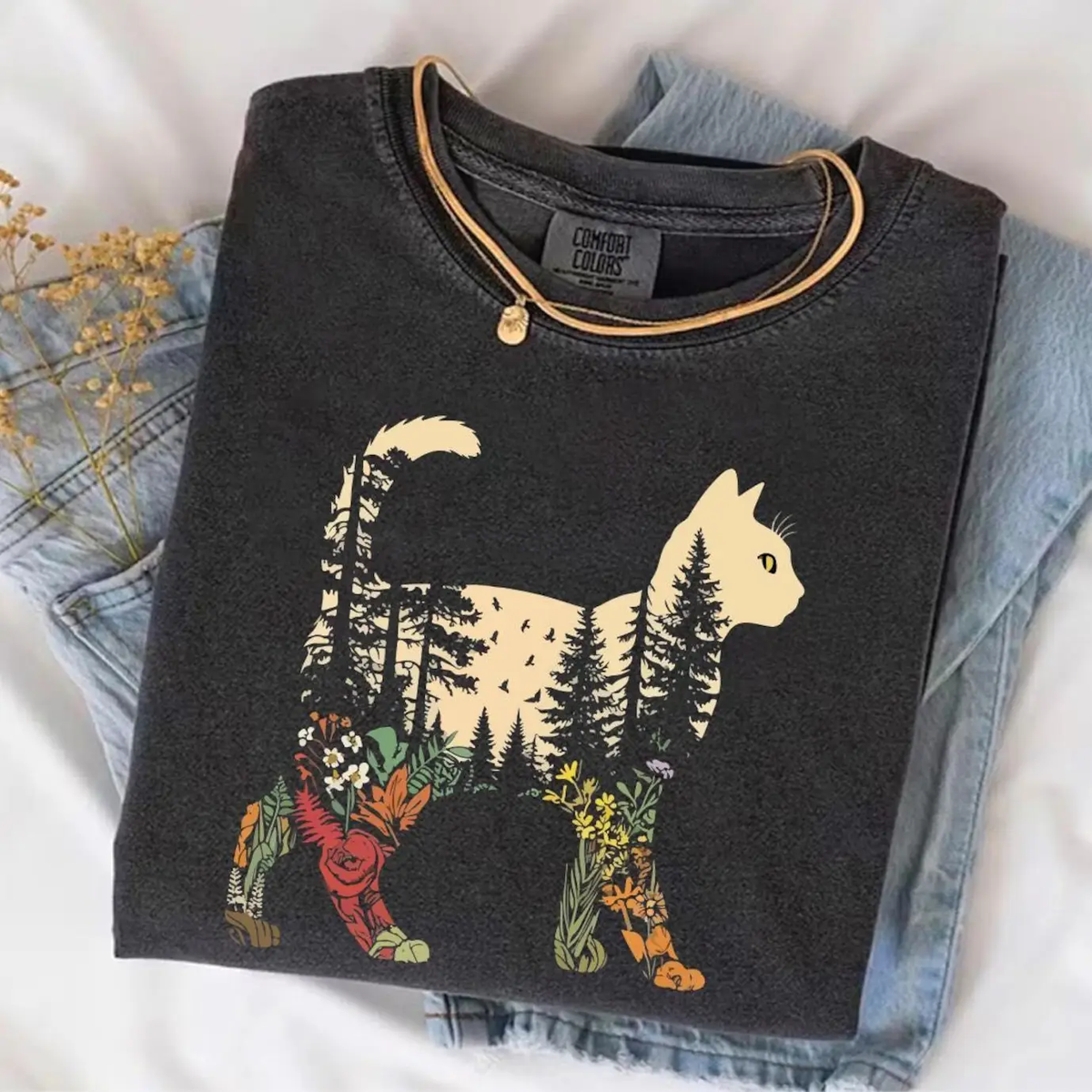 Floral Cat T-Shirt