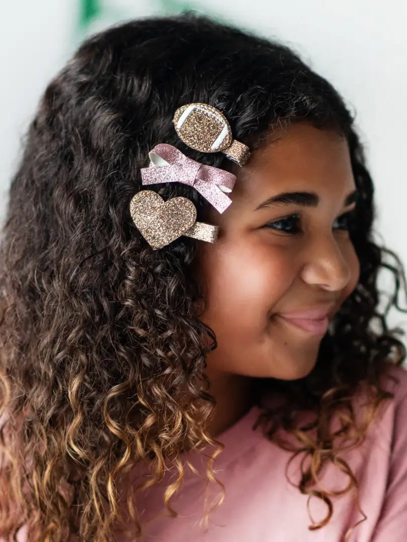 Girls Football Love Hair Clips