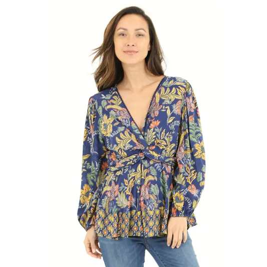 Twist Front Floral Blouse